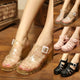 Été femmes nouvelles sandales Transparent talons hauts plate-forme sandale femmes décontracté gelée chaussures dame carré Bling Sandalias Mujer