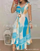 Robe mi-longue imprimée de fête, élégante, sans manches, col en V, dos nu, plis, ligne A, robes de bal, Camisole, été, 2023