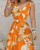 Robe mi-longue imprimée de fête, élégante, sans manches, col en V, dos nu, plis, ligne A, robes de bal, Camisole, été, 2023