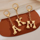 Porte-clés à bulles dorées pour femmes, breloque de sac à lettres, bricolage de sacs à main Alphabet, pendentif de sac à dos d'école, cadeau, accessoires clés