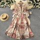 Robe imprimée artistique française Printemps 2026 pour femme, coupe ajustée avec ceinture, manches longues, pour femme d'affaires, vacances, romantique, coupe trapèze, robe de soirée