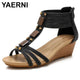 YAERNIWomen-Sandales à fermeture éclair pour femmes, chaussures ouvertes à fleurs, sangle arrière compensée, décontractées, bande étroite, mode, été