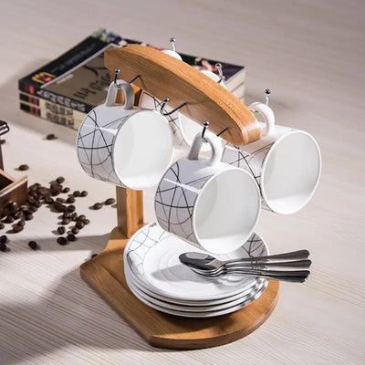 Porte-tasse en bambou, support pour tasses à café, stockage à domicile, créatif, présentoir pour tasses à thé soucoupes, organisateur pour 6 tasses