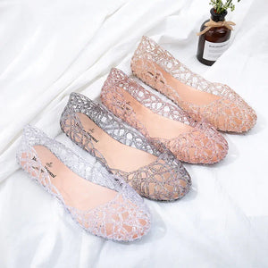 Sandales d'été décontractées pour femmes, chaussures respirantes creuses, chaussures Parker rondes, pantoufles en cristal de accent de MSI, mode
