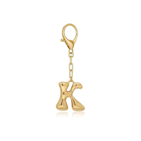 Porte-clés à bulles dorées pour femmes, breloque de sac à lettres, bricolage de sacs à main Alphabet, pendentif de sac à dos d'école, cadeau, accessoires clés