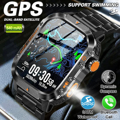 2025 nouveau GPS militaire Sports de plein air montre intelligente hommes 2.01 pouces AMOLED 3ATM IP69K étanche boussole appel natation Fitness Smartwatch