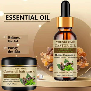 Masque capillaire à l'huile de ricin 100% Pure, huile de ricin pour la croissance des cheveux, traitement naturel, nourrit, réduit la perte de cheveux, produits capillaires Anti-casse