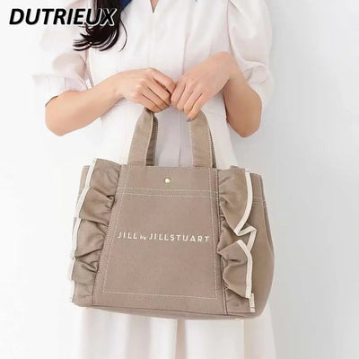 Sac en toile à volants de style japonais pour femmes, sacs grande taille pour filles, sacs à main décontractés assortis, messager portable CommPiedmont, nouveau
