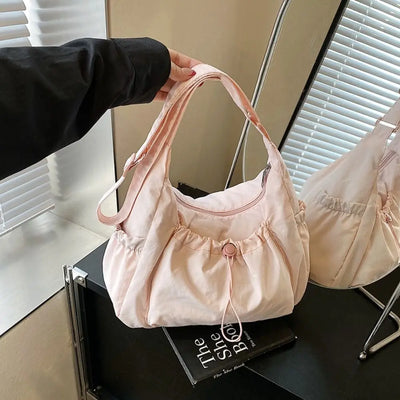 Sac à bandoulière en Nylon de Style coréen décontracté, sac à bandoulière léger plissé, fourre-tout de grande capacité, sac à cordon pour filles