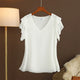 Robe d'été à la mode pour femmes, chemisier, haut, manches courtes, col en v, T-shirt en mousseline de soie, petite chemise ample et polyvalente, 2026