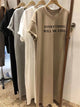 Robe d'été fine, grande taille, ample, manches courtes, pour femmes, nouvelle lettre imprimée, Simple, col rond, 2025