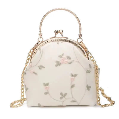 Vintage broderie dentelle fleurs coquille serrure sacs à main pour femmes sac de mariage petite chaîne femmes épaule sac à bandoulière sacs à franges