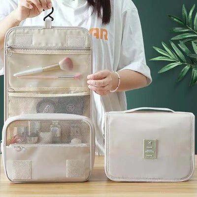 Trousse de toilette suspendue pour voyages d'affaires, trousse de maquillage Portable de grande capacité pour soins de la peau, sac de rangement pliable avec séparation sèche et humide