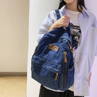 Sac à dos en denim pour hommes et femmes, sac pour ordinateur portable de grande capacité, sac à dos de voyage pour étudiants, nouveau