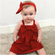 Robe d'été sans manches pour bébé fille de 0 à 36 mois, avec nœud mignon, sans bretelles, dos nu, robe de princesse pour nourrissons filles, rouge uni