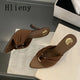 Hlieny Design boucle en métal pantoufle moderne femmes mode été talons hauts Sexy bout pointu discothèque sandales Stripper chaussures
