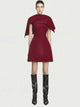 DEAT robe élégante plissée asymétrique Cape à manches longues contraste couleur femmes robes de soirée 2026 printemps nouveau 35Z1621