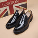 Robe de soirée de mariage pour hommes, chaussures en cuir verni, chaussures paresseuses à enfiler, mocassins à plateforme tendance noirs, baskets pour hommes zapatos