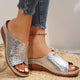 Sandales d'été de luxe pour femmes, chaussures d'été scintillantes, pantoufles à talons compensés, chaussures Mujer