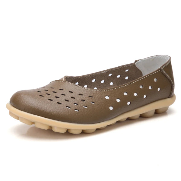 Chaussures d'été décontractées pour femmes, mocassins en caoutchouc découpés, antidérapants, respirants pour femmes, grande taille 35-44