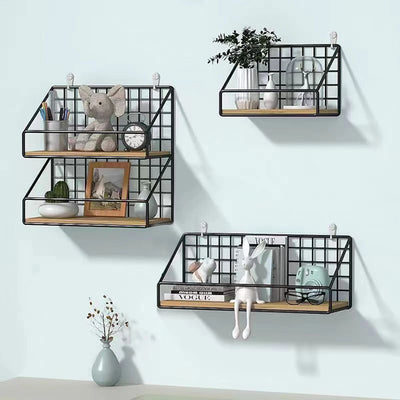 Étagères murales créatives 1 pièce, étagères de rangement murales suspendues en fer pour chambre à coucher, paniers de rangement, étagères suspendues, ameublement de maison