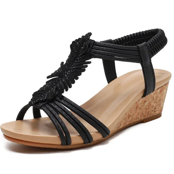 YAERNIWomen-Sandales à fermeture éclair pour femmes, chaussures ouvertes à fleurs, sangle arrière compensée, décontractées, bande étroite, mode, été