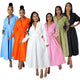 AJ4383 robe chemise Micro-Popping à la mode pour femmes coupe ample à manches longues robe longue Style européen et américain