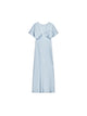 Femmes mode ajusté Satin robe mi-longue col en V à manches courtes robes féminines robes Mujer