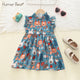 Humor Bear – tenue décontractée pour filles, série d'impression forêt, robe de soirée, bord en dentelle, manches volantes, col rond, pour enfants de 2 à 6 ans