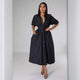 AJ4383 robe chemise Micro-Popping à la mode pour femmes coupe ample à manches longues robe longue Style européen et américain