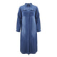 Robe longue en denim à simple boutonnage pour femmes, manches longues, col rabattu, épissure, coupe couvertes, monochromatique, éducatif, décontracté, automne