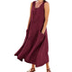 Robe longue vintage en coton et lin pour femme, tenue d'été solide, style bohème, avec poches, grande taille 5XL