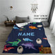 Couverture à motif de dinosaure personnalisé avec nom personnalisé, jeter en peluche douce, décor personnalisable, idéal pour la chambre à coucher et la salle de jeux, 1 pièce