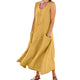 Robe longue vintage en coton et lin pour femme, tenue d'été solide, style bohème, avec poches, grande taille 5XL