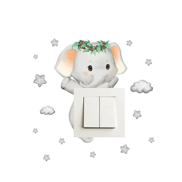 Autocollants muraux décoratifs pour chambre d'enfant : girafe, ours, éléphant, étoile – Décoration autocollante pour la maison, papier peint décoratif pour bébé