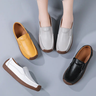 Chaussures décontractées en cuir véritable pour femmes, baskets de loisirs, mocassins à enfiler, mocassins souples pour femmes, marque de luxe