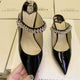 Sandales de Luxe en Cuir à Talons Hauts et Pointus pour Femme, Pantoufles de Soirée en Diamant, Nouvelle Collection Été 2024