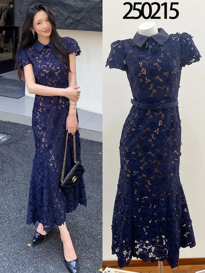 Robe midi en dentelle à fleurs d'été pour femmes, robe de plage bohème, robe de vacances à broderies florales, robes longues pour filles, robes de fête