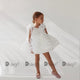 Robe de princesse en dentelle avec nœud papillon pour petite fille, tenue de fête élégante avec bretelles, vêtements de cérémonie pour nouveau-né