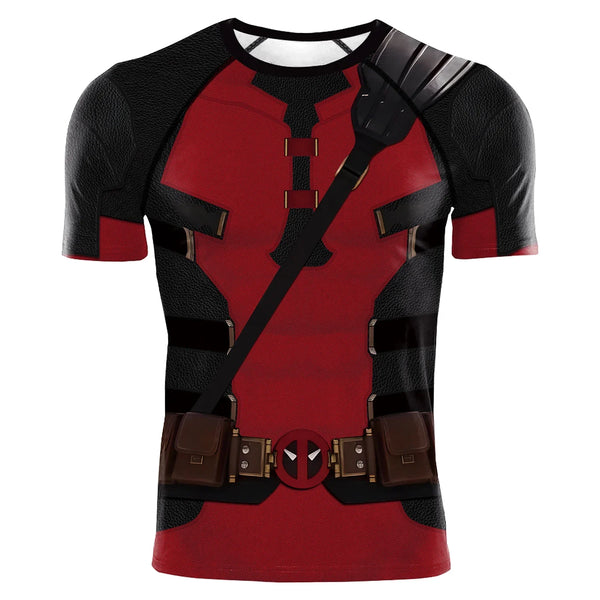 Chemises de Compression pour hommes, T-Shirt de Cosplay araignée de bande dessinée à manches courtes, haut de super-héros élastique, vêtements de sport de Fitness, vêtements d'halloween