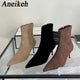 Aneikeh-Bottes de rinçage pointues pour femmes, chaussures à talons bas minces, bottes courtes modernes, bottes de créateur vintage, automne et hiver
