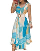 Robe mi-longue imprimée de fête, élégante, sans manches, col en V, dos nu, plis, ligne A, robes de bal, Camisole, été, 2023