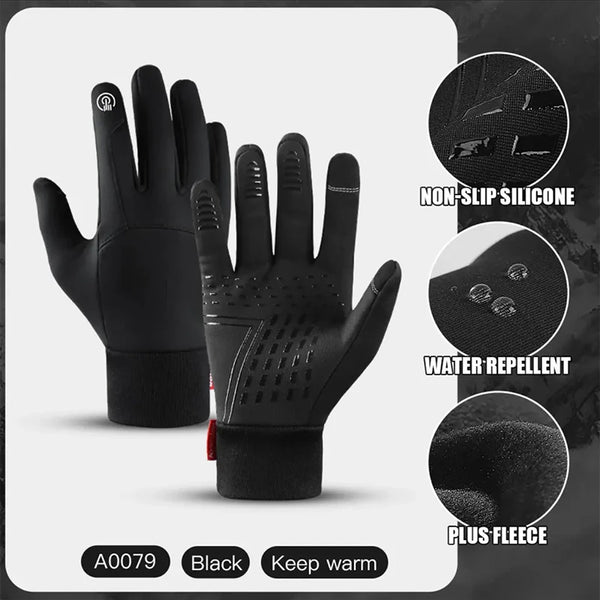 Automne hiver gants de cyclisme en plein air salle de sport Fitness sport course chaud écran tactile gants antidérapants gants de moto hommes noir