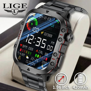 LIGE nouvelle montre intelligente militaire hommes Sports de plein air 3ATM étanche sang oxygène Bluetooth appel montres hommes Smartwatch pour Android