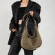 Sac à Bandoulière en Daim pour Femme, Imprimé Léopard, Fourre-Tout avec Multi-Poches, Sangle Réglable, Hobo, Sacoche