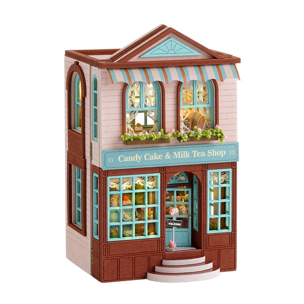 Bricolage Mini maison de poupée en bois avec meubles maison de poupée légère Casa assemblage modèle rose princesse Villa Architecture Kit jouets anniversaire