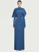 DEAT robe élégante plissée asymétrique Cape à manches longues contraste couleur femmes robes de soirée 2026 printemps nouveau 35Z1621