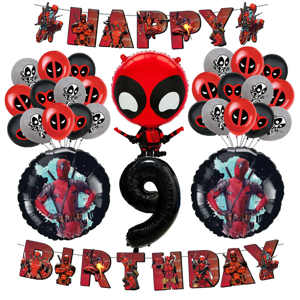 Décoration de fête d'anniversaire Deadpool pour enfants, fournitures de fête, sourire, héros, britannique, nappe, assiette, tasse, décoration de gâteau, faveurs pour garçons, nouveau