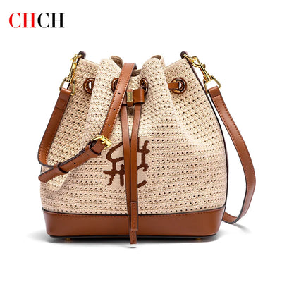 CHCH sac seau femme printemps nouveau tissu épissage conception sac à main Style vacances sac à bandoulière femme