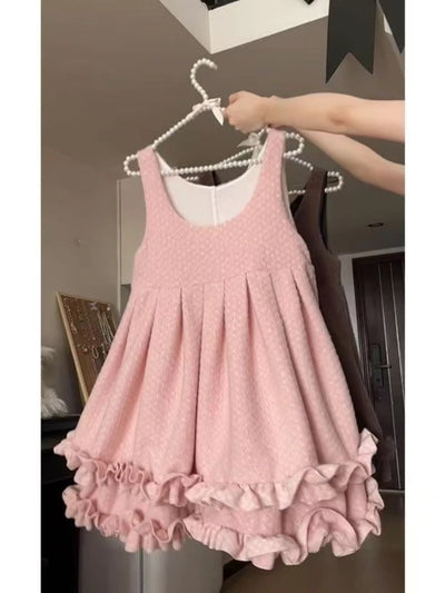 Doux fronde imprimé fleuri mince a-ligne robe femmes Design Chic sans manches à lacets robes d'été Vintage décontracté nouveaux vêtements 2025